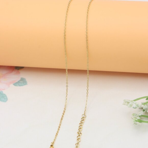 Heart Charm Yellow Necklace with Pink Enamel, XPNL0369 - Picture 12 of 13